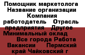 Помощник маркетолога › Название организации ­ Компания-работодатель › Отрасль предприятия ­ Другое › Минимальный оклад ­ 28 000 - Все города Работа » Вакансии   . Пермский край,Чайковский г.